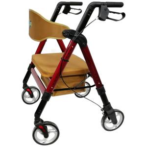 Andador Adulto Idoso Healthline com Assento, Suporta até 200 Quilos, Vermelho