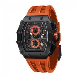 Relógio Masculino Analógico Quartzo a Prova dÁgua 50M com Cronógrafo, TSAR BOMBA TB 8204SGLZHX, Laranja e Preto