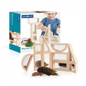 Blocos de espelho em madeira Guidecraft Mirror Blocks com 10 peças para exploração visual e atividades STEM na educação infantil