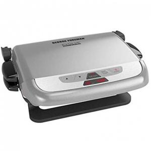 George Foreman Churrasqueira Elétrica Grill 3 em 1 Antiaderente com Placas Removíveis, 110V, Prata