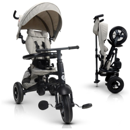 Triciclo infantil com 3 Estágios, Arnês de Segurança, Capota Ajustável e Alça de Empurrar para Crianças Acima de 1 a 5 Anos