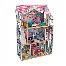 Casa de Bonecas de Madeira com 17 Acessórios 3 Andares para Crianças a partir de 3 anos, KidKraft, Rosa