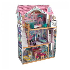 Casa de Bonecas de Madeira com 17 Acessórios 3 Andares para Crianças a partir de 3 anos, KidKraft, Rosa