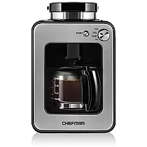 Cafeteira Elétrica Programável e Moedor de Grãos Configurações Ajustáveis Capacidade 1L, CHEFMAN Grind and Brew 4 Cup, Prateado