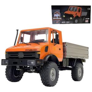 Carrinho de Controle Remoto Escala 1:12 com Caçamba para Transporte, Luzes e Velocidade até 8 km/h, CHUO Caminhão Militar, Laranja