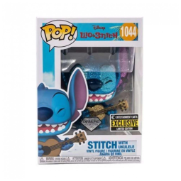 Brinquedo Stitch que Brilha com Decoração de Glitter de Diamante e Figura Colecionável Ukulele Diamond Glitter, Funko, Azul