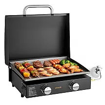 Chapa de Grelha a Gás VEVOR G2327T 22 Polegadas 2 Queimadores 22.000 BTU Portátil com Tampa
