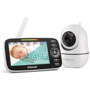 Babá Eletrônica com Câmera, Áudio, Zoom Remoto, Visão Noturna e Canções de Ninar, Kidsneed, Branca