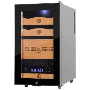 Umidor Elétrico para Charutos 48L com Prateleiras e Higrômetro, 110 Volts, FAYYANG, Preto