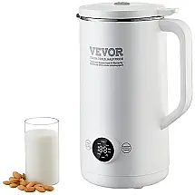 Máquina para Leite Vegetal 8 em 1, 600mL com Lâminas de 8 Folhas, Limpeza Automática, Temporizador de 18H e Tela LCD, VEVOR, Branca