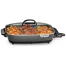 Frigideira Elétrica Antiaderente com Tampa de Vidro, 1500W, 110V, PRESTO 06858, Cinza Escuro