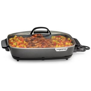 Frigideira Elétrica Antiaderente com Tampa de Vidro, 1500W, 110V, PRESTO 06858, Cinza Escuro