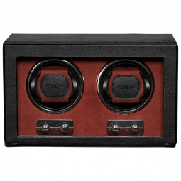 Caixa, Estojo de Couro Rotativo Automático para Relógios, 2 Lugares, ROTHWEL, Preto e Vermelho