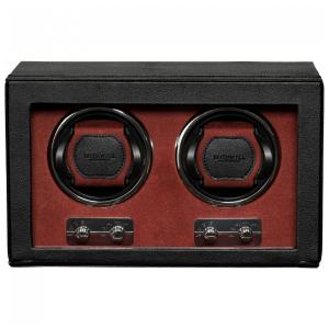 Caixa, Estojo de Couro Rotativo Automático para Relógios, 2 Lugares, ROTHWEL, Preto e Vermelho