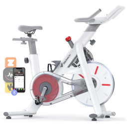 Bicicleta Ergométrica com Resistência Magnética e Bluetooth, MERACH, Branca