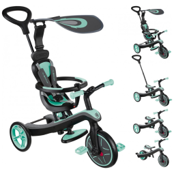 Globber 632 206 Triciclo Infantil para Passeio com Assento Ajustável 4 Estágios, Idade Recomendada 2 a 5 Anos, Verde Claro
