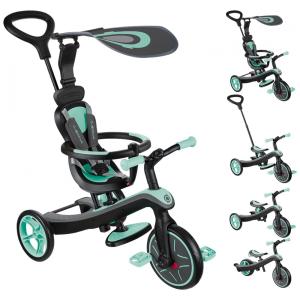 Globber 632 206 Triciclo Infantil para Passeio com Assento Ajustável 4 Estágios, Idade Recomendada 2 a 5 Anos, Verde Claro