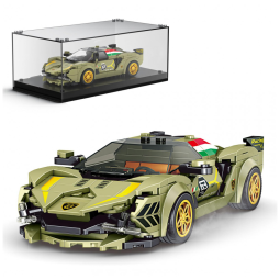 Kit de Construção Carro Lamborghini Sian com 333 Peças e Vitrine de Acrílico para Crianças Acima de 8 Anos, Mold King, Verde