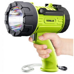 Lanterna LED Recarregável, 9 Horas de Ação, á Prova Dágua IP67 e 100.000 Lúmens, YIERBLUE, Verde