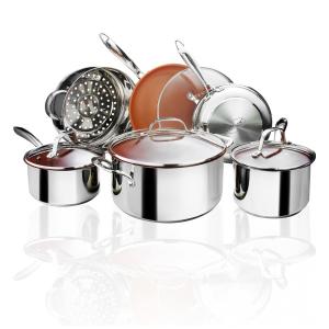 Conjunto de Panelas Antiaderente Revestida de Titânio, 10 Peças, GOTHAM STEEL, Prateado