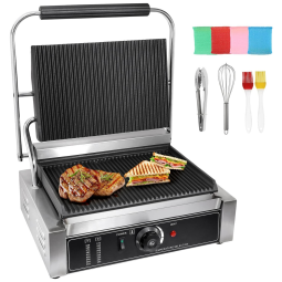 Sanduicheira Elétrica Antiaderente 2 Fatias, Aço Inox, 2200W, 110v, DYNA LIVING, Prateado