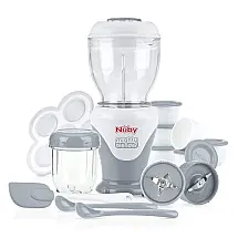 Mighty Liquidificador Ideal para Comidas de Bebê com Livro de Receitas 22 PCS, NUBY 5685, Cinza