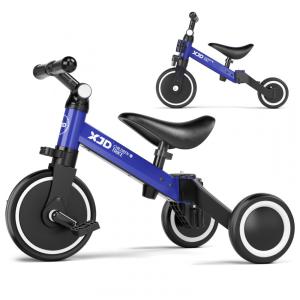 Triciclo Infantil 5 em 1 com Altura de Assento Ajustável e Pedal Removível para Crianças de 1 a 4 Anos, XJD, Azul