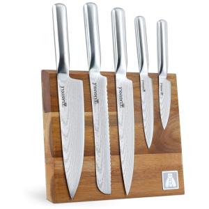 Conjunto de Facas em Aço Inoxidável com Bloco de Bancada, 5 Peças, LAGUIOLE, Prateado