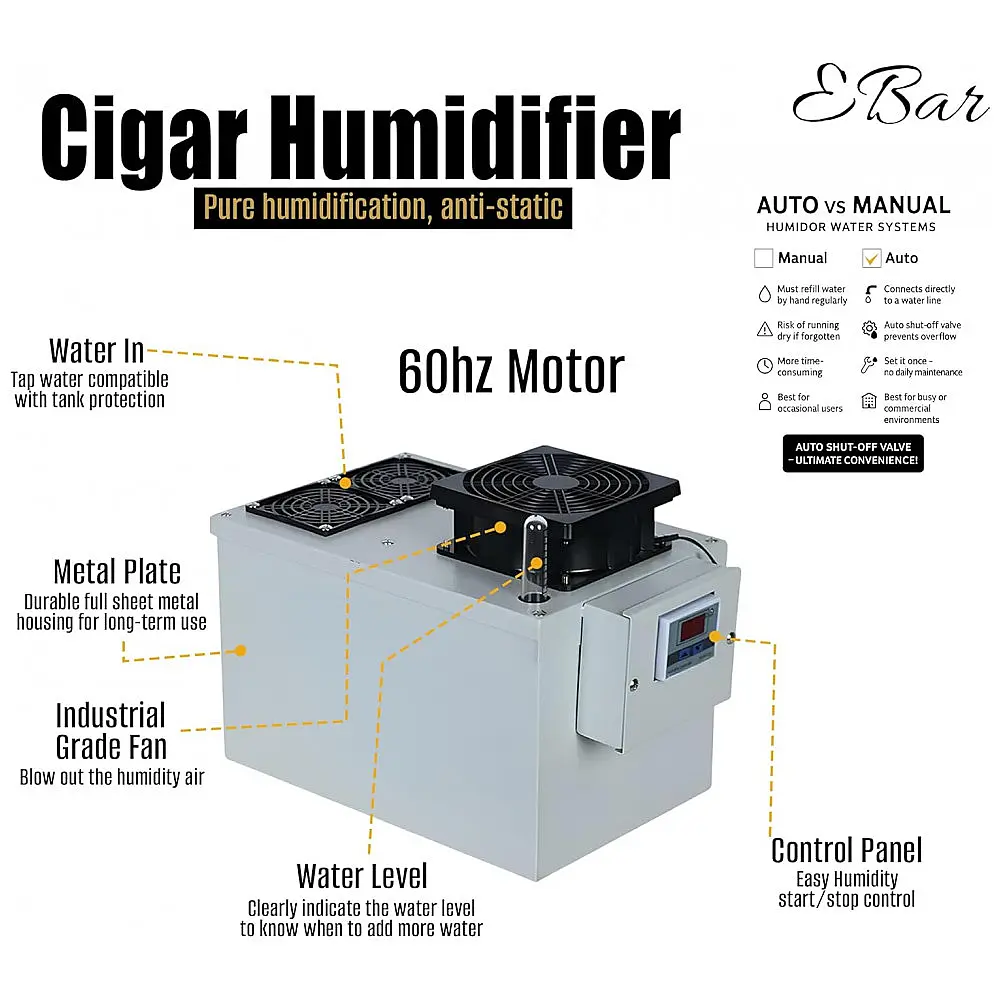 Umidificador de Charutos Your Elegant Bar EB-100 Branco Industrial com Display LCD e Aço Inox 110V — foto 2