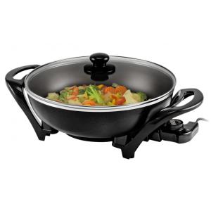 Panela Wok Elétrico OVENTE 33cm com Revestimento Antiaderente, Ideal para Família, 1400W de Potência, Controle de Temperatura