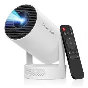 Projetor Mini DreamFair Suporte 4K 170 ANSI Correção Keystone Automática Alto-falante 5W Rotativo 210° HY300Ultra