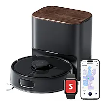 Robô Aspirador SwitchBot K11+ Preto 6000Pa Auto-Esvaziamento 90 Dias com Base Compacta