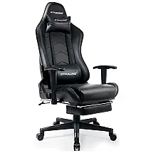 Cadeira de Escritório Gamer Giratório Reclinável com Apoio Lombar, GTRACING GT901 BLACK, Preto