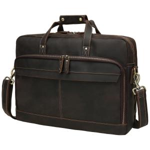 Bolsa Maleta de Couro Unissex para Laptop, UBANT, Marrom