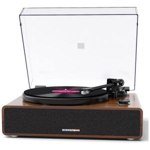 Vitrola Toca Discos Vinil com Acionamento por Correia, Alto Falantes Embutidos Hi Fi e Função MP3, 110v, DIGITNOW B600 US, Preto