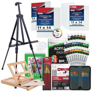 U.S. de Pintura Conjunto ístico com 72 Peças, Inclui 24 Tintas, US ART SUPPLY KIT ACR D70, Marrom