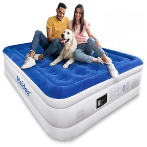 Colchão Inflável Casal Queen com Bomba Embutida, Para até 300KG, Meldoz, Azul