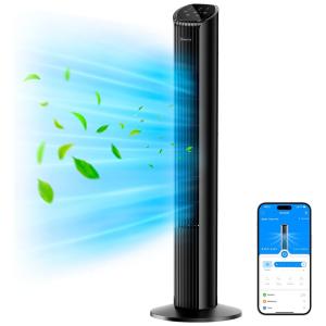 Ventilador de Torre Inteligente com 8 Velocidades, 4 Modos, Temporizador de 24h com APP, 110V 37W, GoveeLife, Preto.