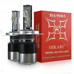 Kit Xenon Lâmpadas LED Branca 12000 Lumens 6000K 80W, 2 Peças, HIKARI WINGS H4, 9003, HB2, Preto