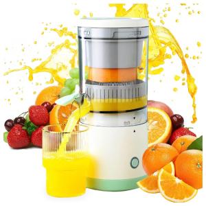 Espremedor Elétrico de Frutas QMMD sem Fio Multifuncional e Carregamento USB, 45W, Branco e Verde