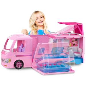 Barbie Acampamento Playset com 50 Acessórios, Incluindo Móveis, Toboágua, Redes, Lareira, Rosa
