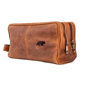 Necessaire Masculina de Couro, Vintage, KODIAK LEATHER, Marrom