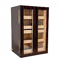 Humidor Visol Allen Macassar Marrom-escuro 200 Charutos Porta-vidro Higrômetro Digital