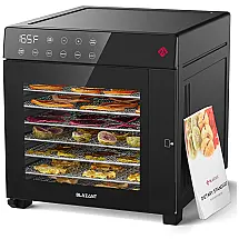 Desidratador de Alimentos com 8 Bandejas de Aço Inoxidável, Temperatura Ajustável e Temporizador de 48H, 600W, BLAZANT, Preto