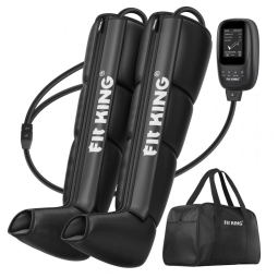 Massageador Elétrico de Compressão para Pernas e Pés 3 Modos e 8 Intensidades, FIT KING, Preto