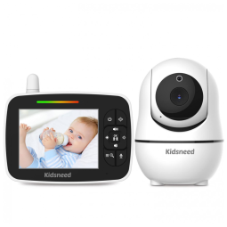 Babá Eletrônica com Câmera, Áudio, Monitor, Zoom Remoto Panorâmico, Kidsneed, Branca