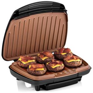 Churrasqueira Elétrica Grill Antiaderente serve até 6 Pessoas, 1000W, 110v, HEALTH AND HOME, Preto