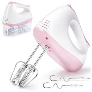 Batedeira de Mão Elétrica com 7 Velocidades e Acessórios em Aço Inoxidável, 400W, e Branca, 110v, NAIBSAN, Rosa