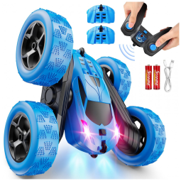 Mini Carro de Controle Remoto QUNREDA, Brinquedo RC para Crianças de 6 a 12 anos, Carro de Acrobacias 4x4 com Luzes de LED, Giros de 360°