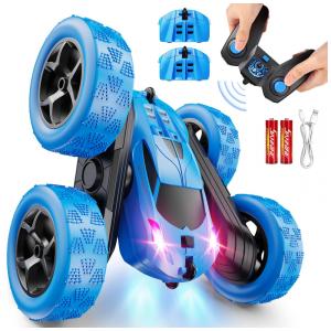 Mini Carro de Controle Remoto QUNREDA, Brinquedo RC para Crianças de 6 a 12 anos, Carro de Acrobacias 4x4 com Luzes de LED, Giros de 360°